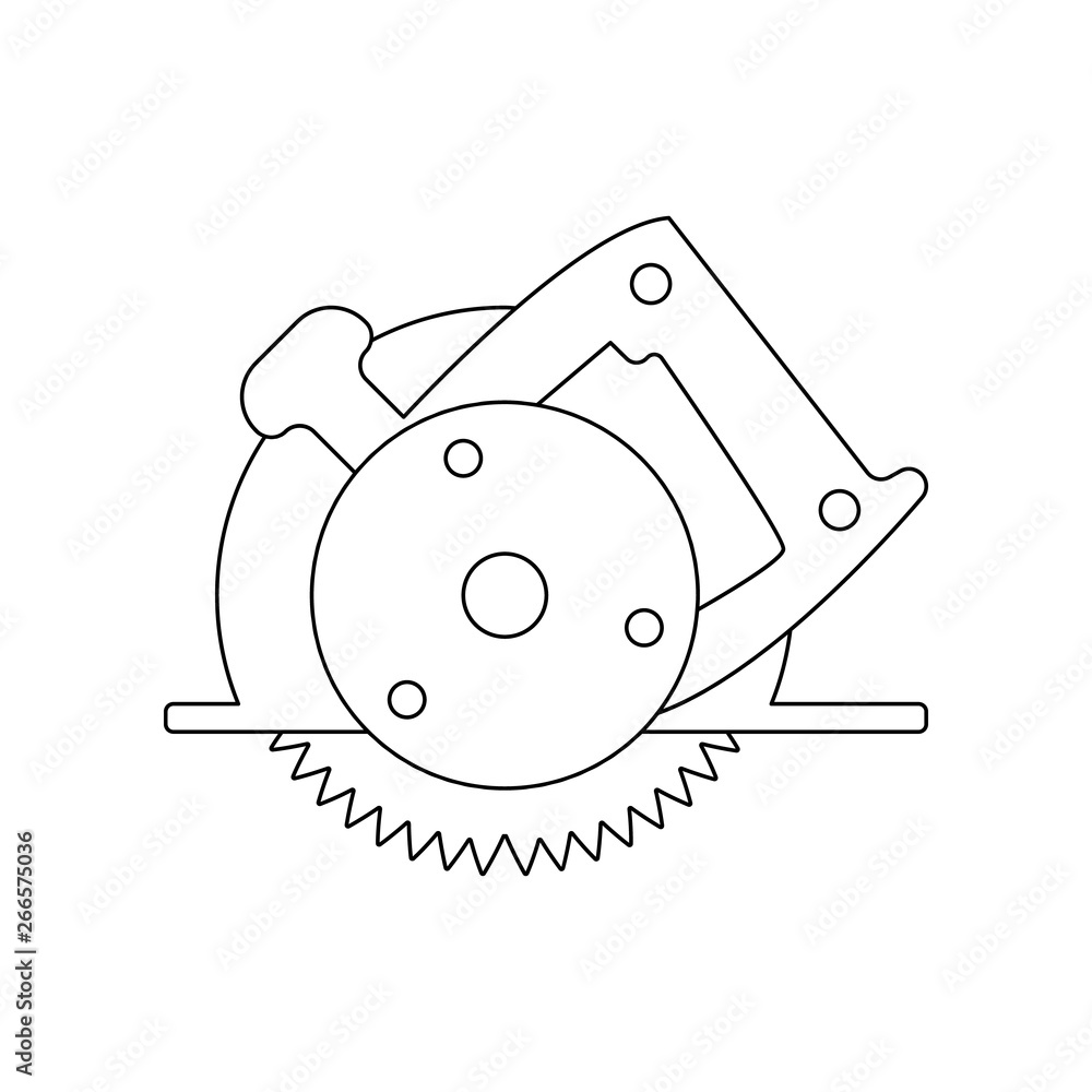 Poster color miter saw icon. element of construction tools for mobile concept and web apps icon. outline, t