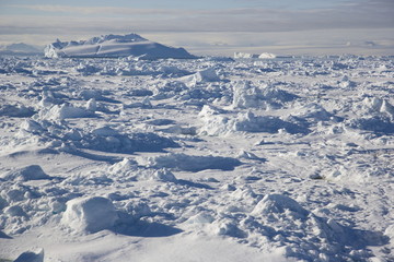Fototapeta na wymiar Sea ice on the ocean in Antarctica