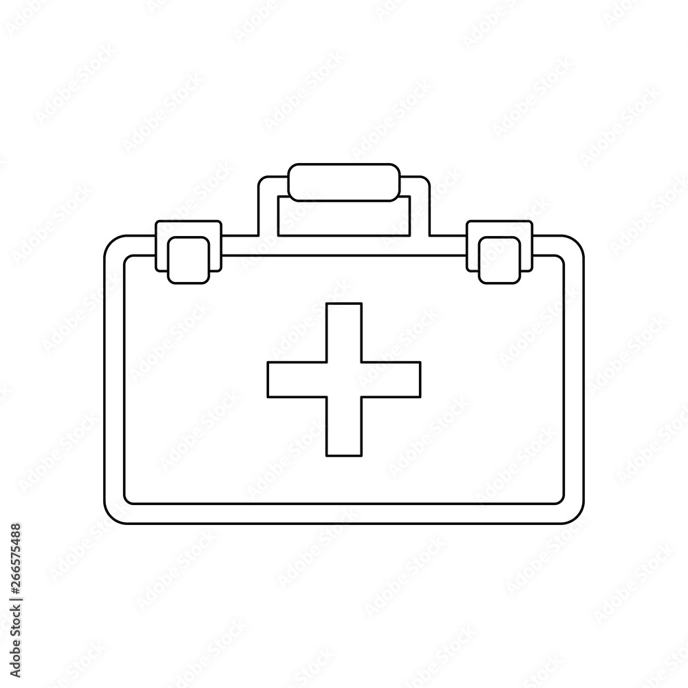 Poster color first aid kit icon. element of construction tools for mobile concept and web apps icon. outlin