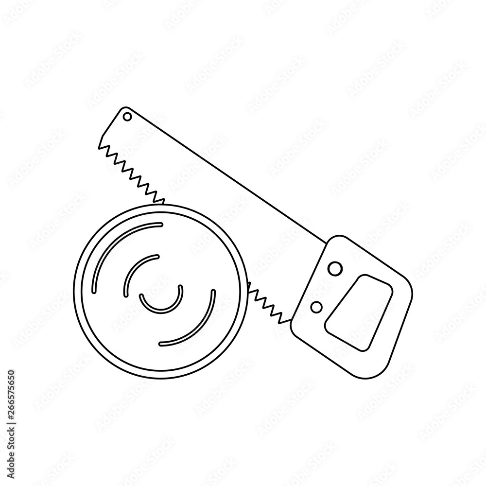 Poster color saw and log icon. element of construction tools for mobile concept and web apps icon. outline,