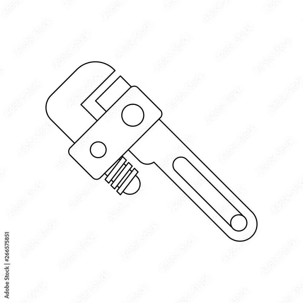 Poster color gas wrench icon. element of construction tools for mobile concept and web apps icon. outline, 