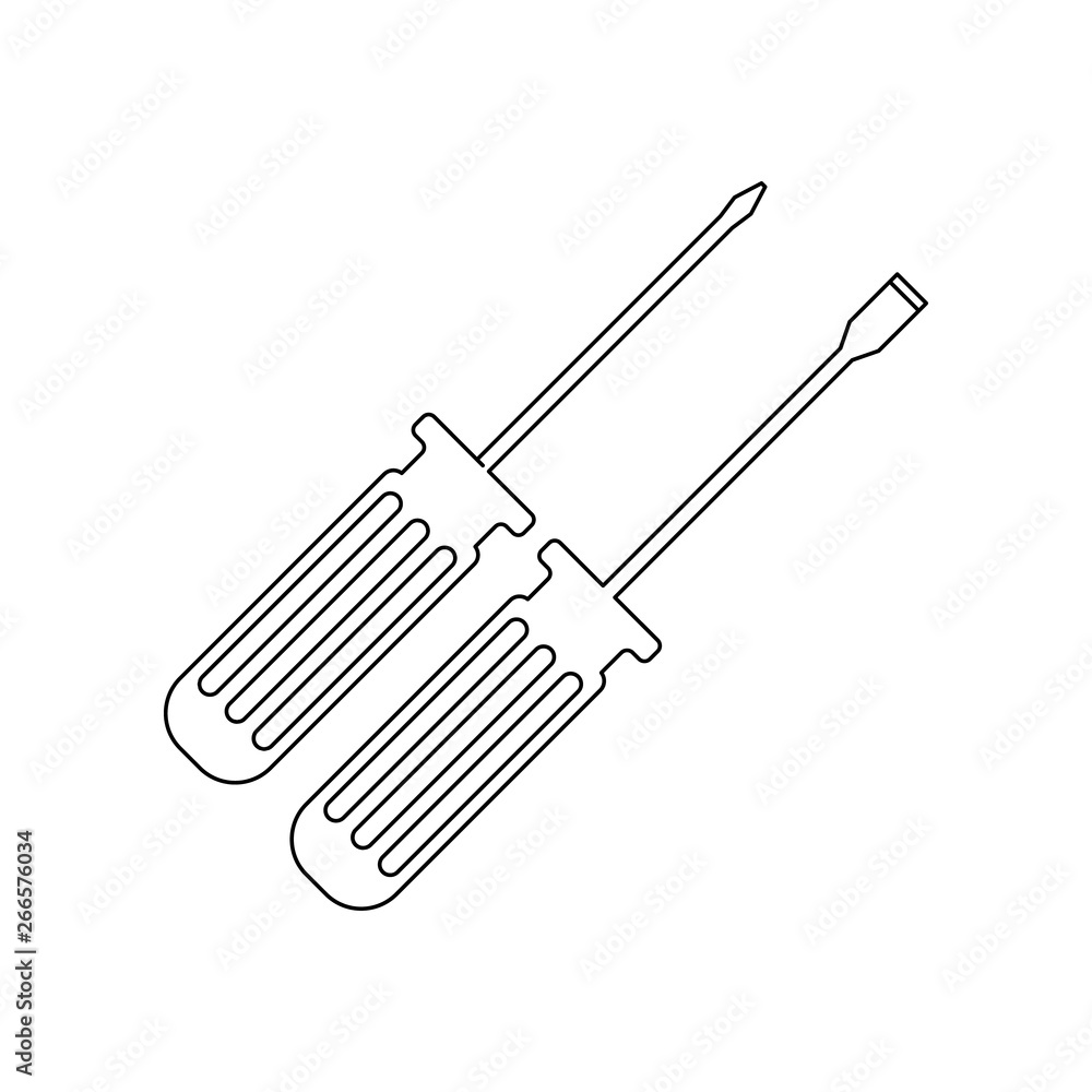 Poster color screwdrivers icon. element of construction tools for mobile concept and web apps icon. outline