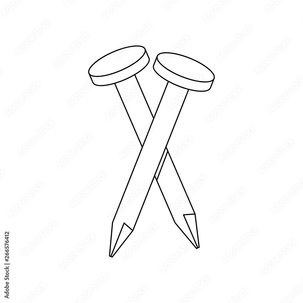 Poster color building nails icon. element of construction tools for mobile concept and web apps icon. outli