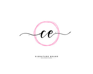 C E CE initial logo handwriting  template vector