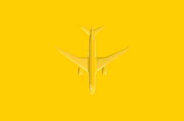 Airplane flying on yellow background 3D Rendering