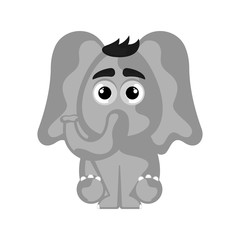 Isolated cute elephant on white background - Vector