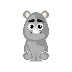 Isolated cute rhino on white background - Vector
