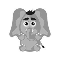 Isolated cute happy elephant on white background - Vector