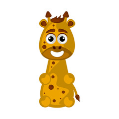 Isolated cute happy giraffe on white background - Vector