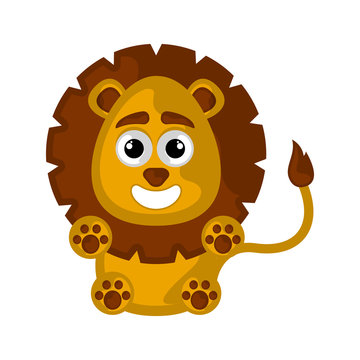 Isolated cute happy lion on white background - Vector
