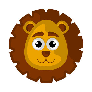 Isolated cute avatar of a lion - Vector