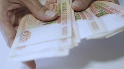 Rouble. Money. Bill 5000. Bill 2000. money. Counting money