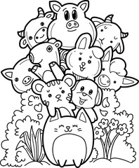 Vector Illustration hand drawing of cute doodle farm animal