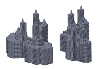 Frame of gray buildings