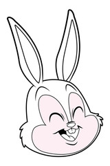 Cute easter bunny happy portrait black and white