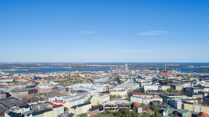 Panoramic aerial view of Helsinki in a beautiful summer day, Finland