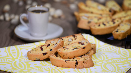 Traditional italian cantuccini almond cookies. Delicious homemade cantucci biscotti.