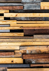Abstract and vintage wooden wall style made of the lumber or waste wood as textured and background