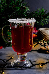 Christmas hot mulled wine with aromatic spices.
