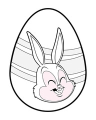 Colorful easter egg bunny portrait black and white