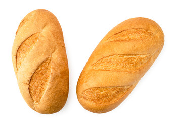 Two loaves of bread on a white. The form of the top.