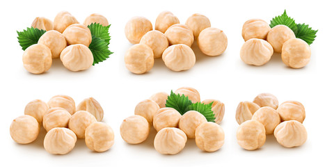 Hazelnuts isolated on white