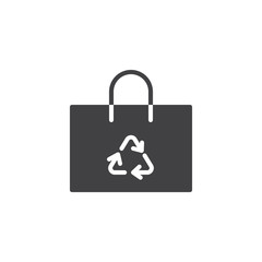 Recycle shopping bag vector icon. filled flat sign for mobile concept and web design. ECO bag glyph icon. Ecology symbol, logo illustration. Pixel perfect vector graphics