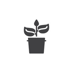 Potted plant vector icon. filled flat sign for mobile concept and web design. Flower Pot and plant with leaves glyph icon. Symbol, logo illustration. Pixel perfect vector graphics