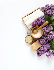 Spa and massage products with lilac
