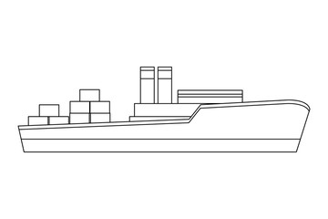 Cargo ship with container boxes black and white