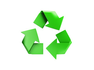 Obraz premium volumetric green recycling sign 3d render on white no shadow