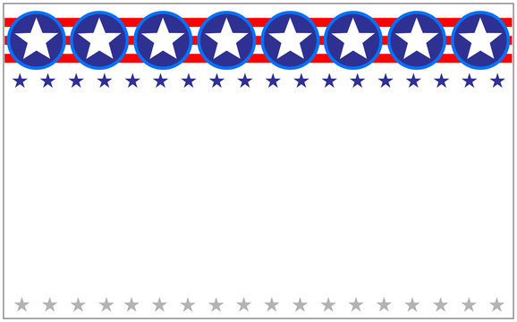 US flag star Patriotic festive border frame poster banner with copy space for your text and images.