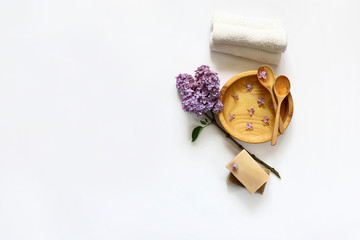 Spa and massage products with lilac