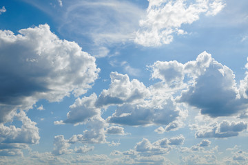 Bright sunny clouds, beautiful sky at day as background