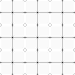Vector monochrome seamless pattern. Geometric background with square. Dots connected with lines.