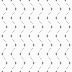 Vector monochrome seamless pattern. Geometric background with vertical smooth lines. Dots connected with lines.