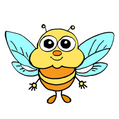 Cute bee cartoon character. Funny little bug drawing for kids.