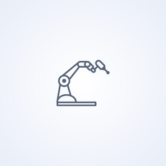 Welding robotic arm, vector best gray line icon
