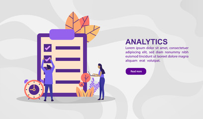 Vector illustration concept of analytics. Modern illustration conceptual for banner, flyer, promotion, marketing material, online advertising, business presentation