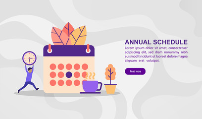 Vector illustration concept of annual schedule. Modern illustration conceptual for banner, flyer, promotion, marketing material, online advertising, business presentation