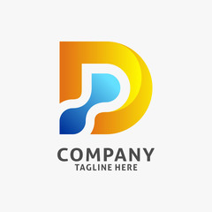 Letter D digital connect logo design
