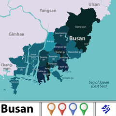 Map of Busan, South Korea