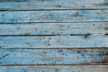 Vintage turquoise texture, old wooden background from horizontal boards