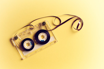 music tape on a yellow background