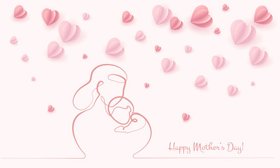 Woman hold her baby with air balloons