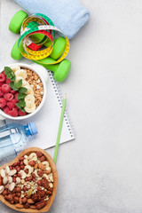 Healthy food and fitness concept