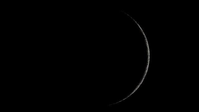 Crescent moon surface seen form satellite. Nasa Public Domain Imagery
