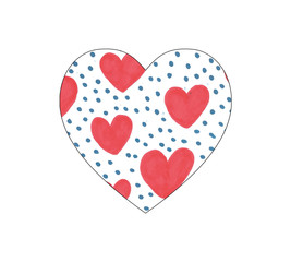 Hand drawn watercolor heart texture love illustration
