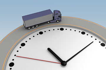 truck rides around edge clock