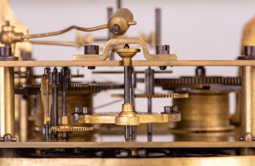 Antique clock mechanism with gears and cogs
